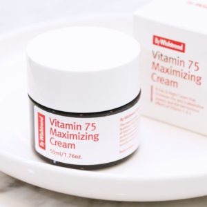 A jar of the By Wishtrend Vitamin 75 Maximising Cream with its outer box in the background