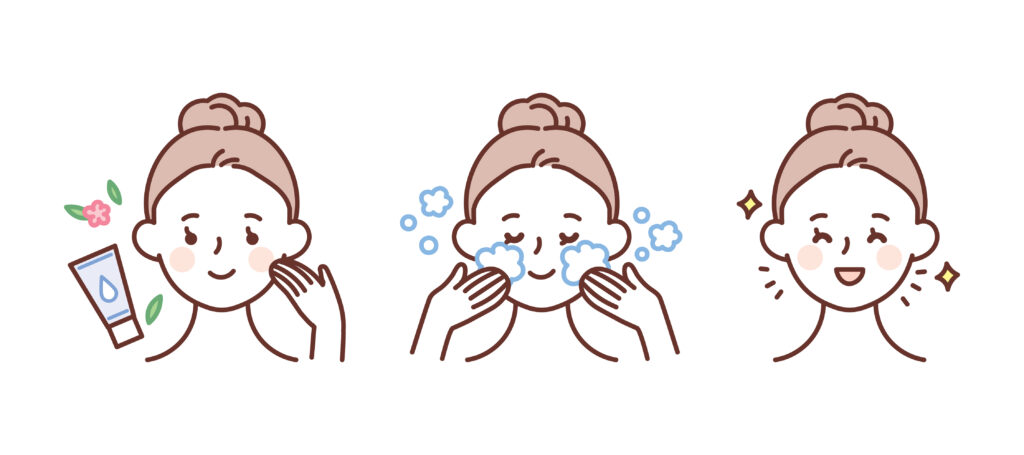 image showing a person cleansing her skin
