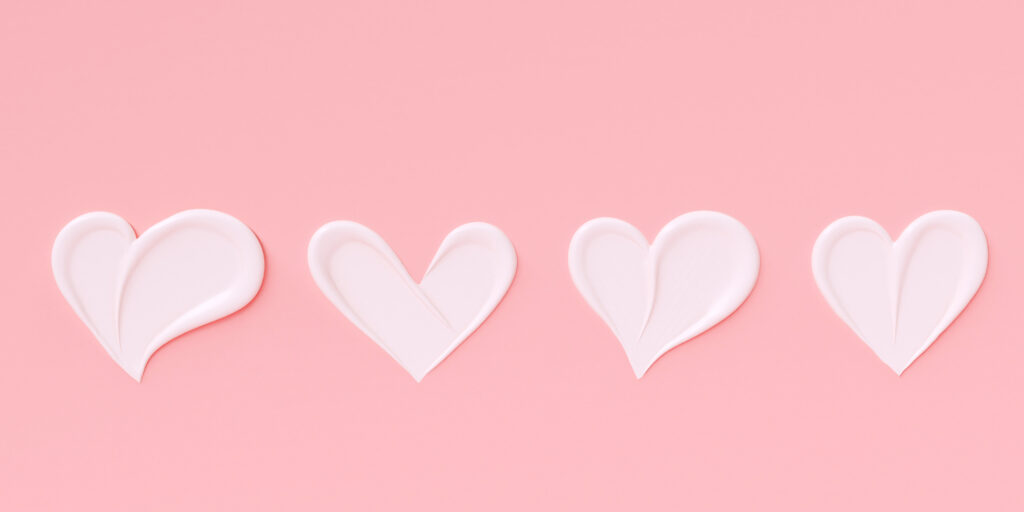 Image showing moisturizer texture in the shape of hearts